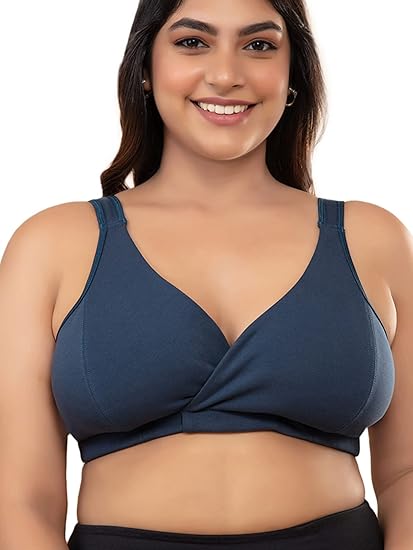 NYKD Women’s Cotton Maternity Nursing/Feeding Bra | Removable Pads, Wireless, Full Coverage with Overlap Design (Slip-On) – NYB129